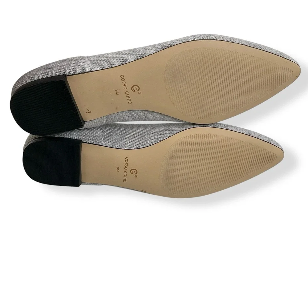 Corso Como Flats Women 9M Gray Pointed Toe Ballet Slip On Fabric Comfort Shoes‎